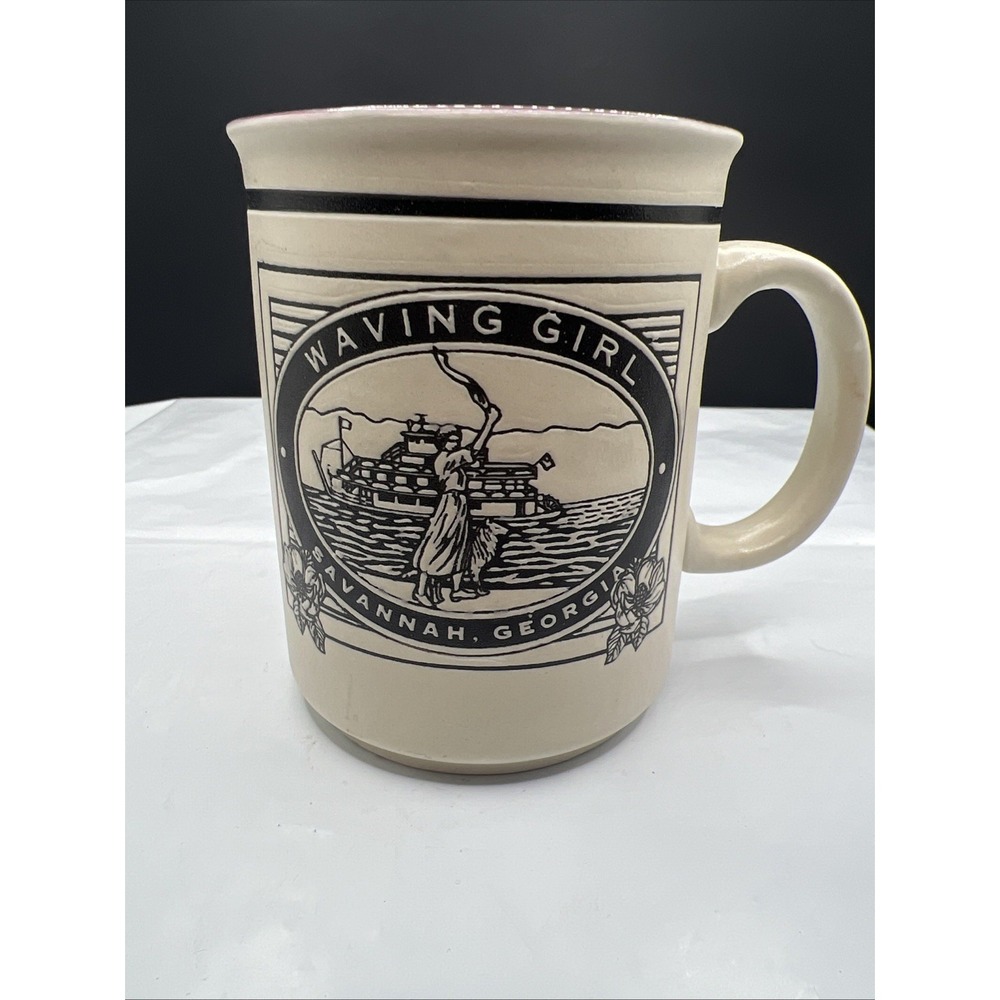 Vintage Waving Girl Savannah Georgia Souvenir Coffee Mug Purple Felix De Weldon